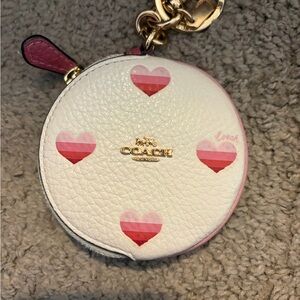 Coach White and Pink Heart Coin Pouch